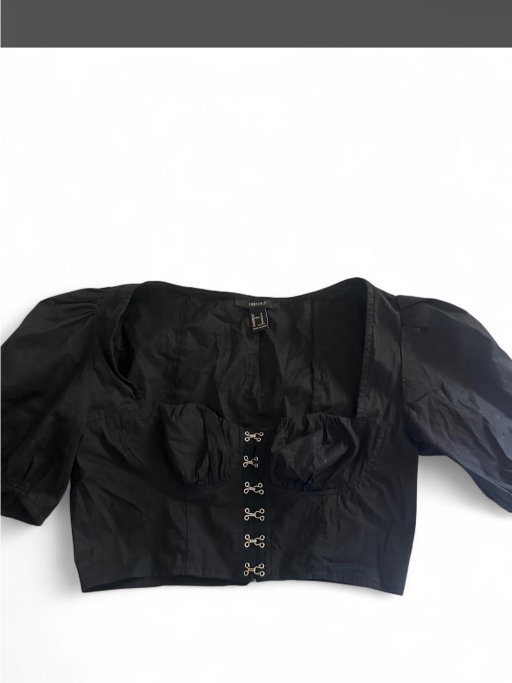 Forever 21 Black Hook-and-Eye Cropped Bustier Top
